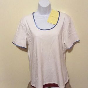 Dip neck tee shirt blue binding sz XL